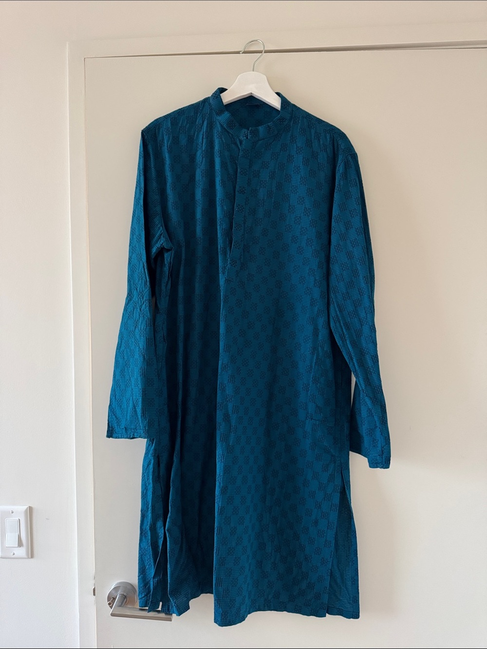 Men's Teal Long Kurta Shirt - Unbranded